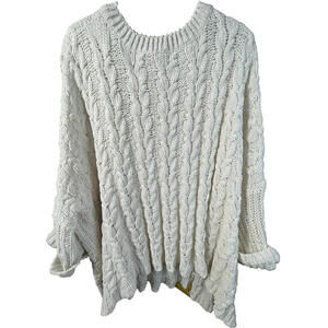 UMGEE Sweater S Oversized Chenile Cable Knit  Pullover Ivory Beige Chunky